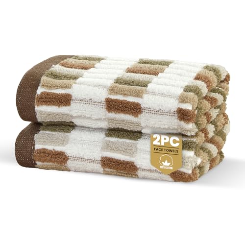 Rapport Home Santa Cruz Face Towels 2 Pack - Natural - 30x30cm - Luxurious 500GSM 100% Cotton - Oeko-Tex Certified Soft & Absorbent Face Cloths