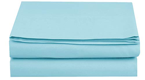 Elegant Comfort Bedding Flat Sheet, Wrinkle-Free, Stain-Resistant 100% Hypoallergenic, Microfiber, Aqua Blue, Full