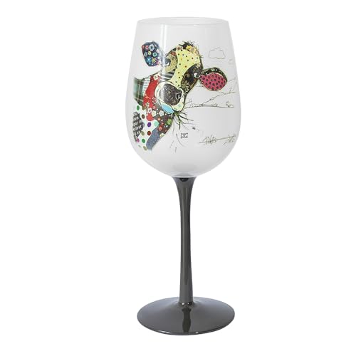 Lesser & Pavey Bug Art Wine Glass Connie Cow - Home, Kitchen, Restaurant & Parties, Wine Glassware, Gift For Women, Men, Wedding & Christmas