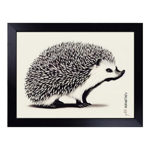 Lap Tray with Bean Bag Cushion, Hedgehog Portrait - Handmade in the UK, Raised Wooden Edge, Padded Cushion, Heat-Resistant Wipe-Clean Surface, for Meals, Laptops and Crafts