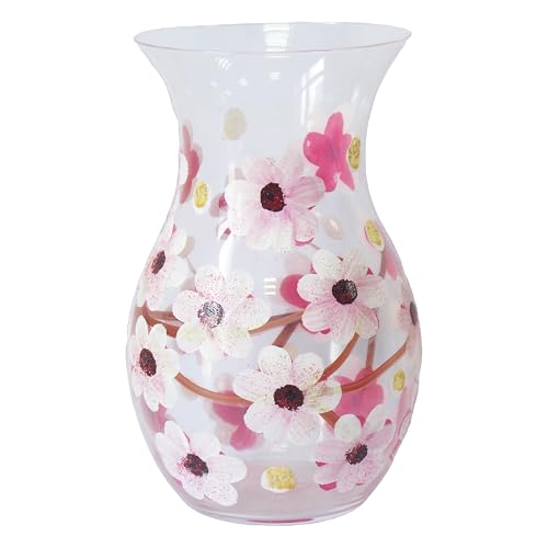 L & P Home & Gifts Hand Painted Glass Lynsey Johnstone Blossom Vase For Home & Kitchen - Lovely Home Décor Daily Use Accessory for Milk, Cream, and Water - Reusable & Practical Gift for Women and Men