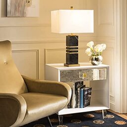Safavieh Marble Table Lamp with Brass Accent, UKT4007A in Black