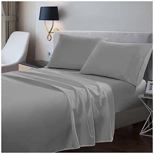 100% Egyptian Cotton Flat Sheet King Size- 200 Thread Count Bed Covers- Anti Alllergy Bedding Sheets- Grey