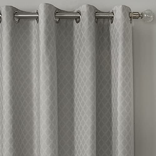 "Dreams & Drapes Woven - Croma - Jacquard Pair of Eyelet Curtains - 66"" Width x 72"" Drop (168 x 183cm) in Silver"