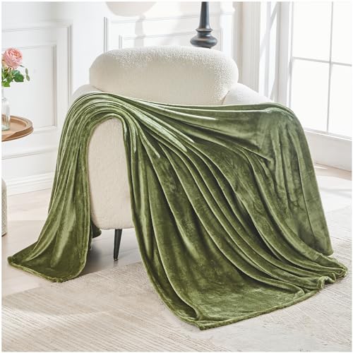 GC GAVENO CAVAILIA Sherpa Fleece Throw Blanket Double 150x200 Cm - Flannel Snuggle Blanket - Sage Green