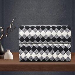 "MAGGEA 2 Hand Towel Set 16""x31"" Black White Towel Set for Bathroom,Highly Absorbent & Quick Dry Hand Towel for Daily Use,Soft Microfiber Multipurpose Towel Collection for Hotel,Spa,Shower,Gym"