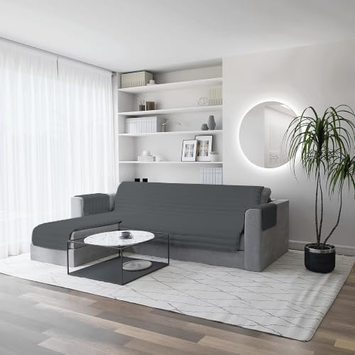 Italian Bed Linen Trendy Doubleface sofa cover, Dark grey 240cm