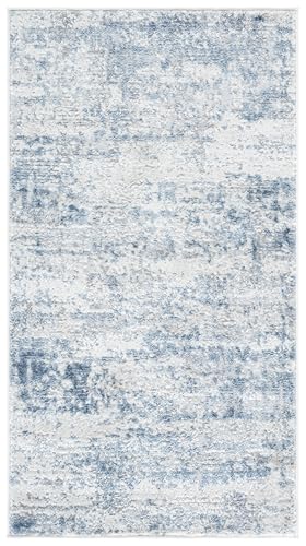 Safavieh Modern Rug for Living Room, Dining Room, Bedroom - Amelia Collection, Short Pile, in Ivory and Blue, 76 X 122 cm