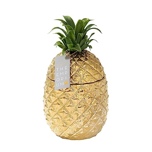 Talking Tables Gold Pineapple Ice Bucket with Lid - Premium Party Bar Accessory - Retro Drinks Trolley Essential - Elegant Cooler & Centrepiece - Home Decoration - 21.5 x 21.5 x 27 cm