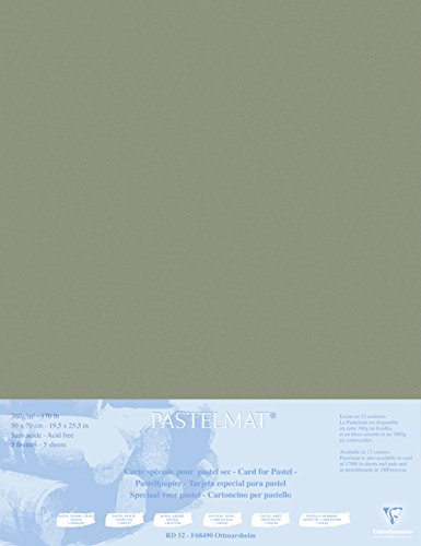 Clairefontaine - Ref 496011C - Pastelmat Mounted Board (5 Sheets) - 1800 Microns - 50 x 70cm - Brown Colour - Specially Formulated For Use With Pastels