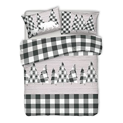 PENSIERI DELICATI 100% Cotton Double Duvet Cover Set, Complete with 250 x 200 cm Sleeping Bag and 2 Pillowcases 52 x 82 cm, Made in Italy, Duvet Cover Machine Washable At 40 Degrees, Canada Design