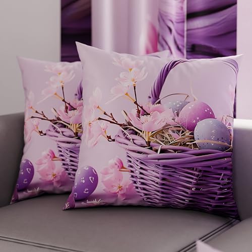 PETTI Artigiani Italiani - Pair of Easter Pillow Cases 65 x 65 cm in Microfibre, Easter Cushions for Bedroom, Sofa, Living Room, Set of 2 Cushion Covers, 100% Made in Italy