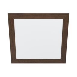 Eglo Flush Ceiling Light Piglionasso, LED Panel with Decorative Wooden Dark Brown Frame, Square Kitchen, Office and Hallway lamp, Neutral White Lighting, 19.7 inches