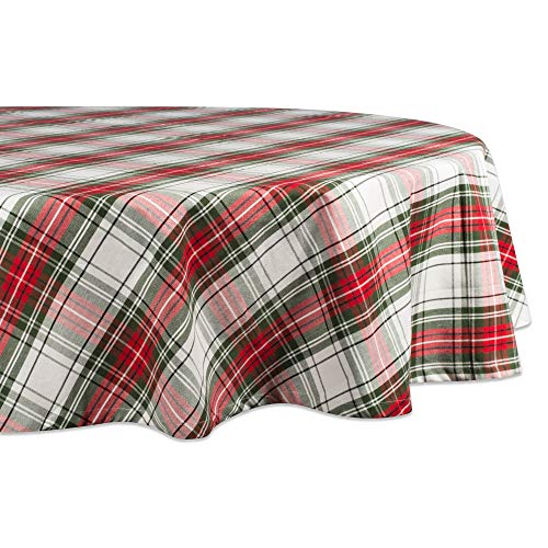 "DII Holiday Dining Table & Kitchen D??cor, Cotton, Red, Green & White, Christmas Tablecloth, 70"" Round"