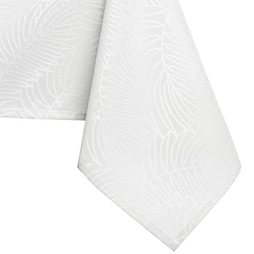AmeliaHome Tablecloth, 140 x 320 cm, Stain Resistant Tablecloth, Lotus Effect, Washable, Waterproof, Gaia Ornament, White