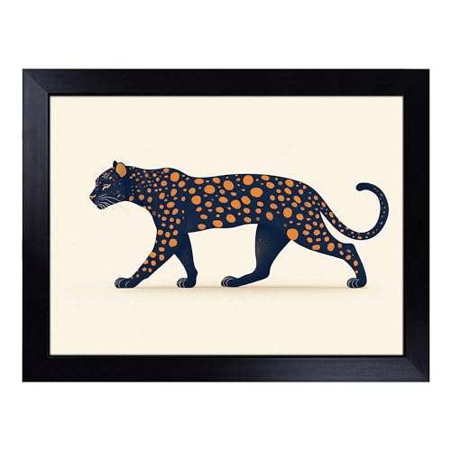Lap Tray with Bean Bag Cushion, Leopard Portrait - Handmade in the UK, Raised Wooden Edge, Padded Cushion, Heat-Resistant Wipe-Clean Surface, for Meals, Laptops and Crafts