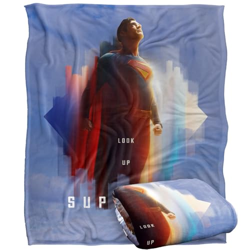 LOGOVISION Superman 2025 Look Up Shield Silky Touch Super Soft Throw Blanket, 152 x 127 cm