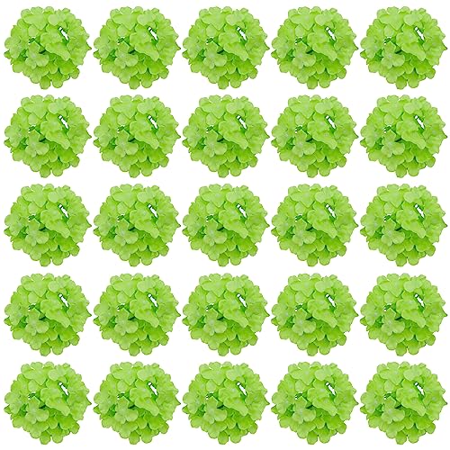 FagusHome 30 Pcs Silk Hydrangea Heads Artificial Flowers Heads and Stems Fake Hydrangea Flowers for Home Wedding Decor (Green)