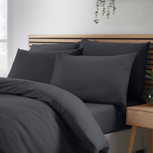 Catherine Lansfield So Soft Non-Iron Standard Pillowcase 4 Pack Black
