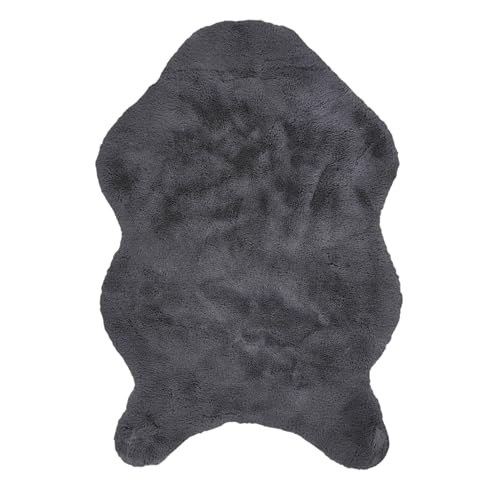 HOME DECO FACTORY Faux Fur Rug Fine Hair 60 cm x 90 cm Grey