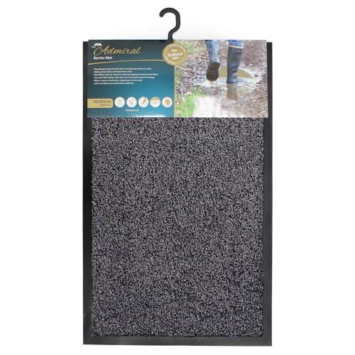 JVL Admiral Barrier Door Mat, Cotton, Charcoal, 50 x 80 cm