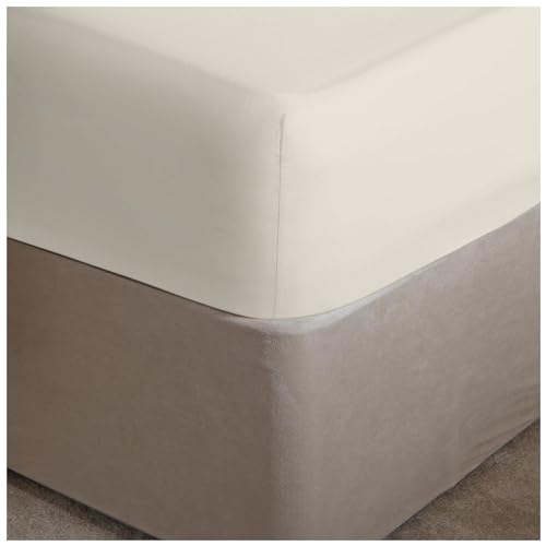 GC GAVENO CAVAILIA Easy Care Percale Extra Deep Fitted, Luxury Soft & Cosy Non Iron Thick Polycotton Bed Sheets, Cream, Double