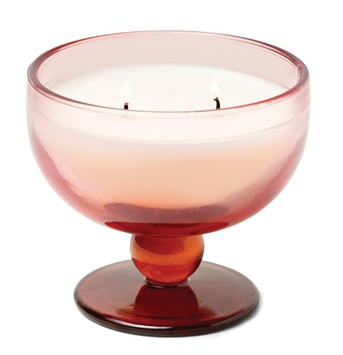 Paddywax Scented Candles Vintage Glass Aura Collection Soy Wax Blend 2-Wick Candle, 170g, Saffron Rose