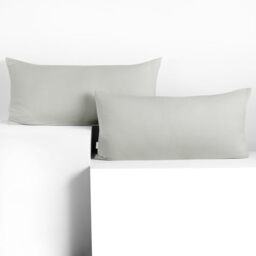 DecoKing Set of 2 Pillowcases 40 x 80 cm, Jersey Knit, 100% Combed Cotton, zip closure, color Silver, Amber
