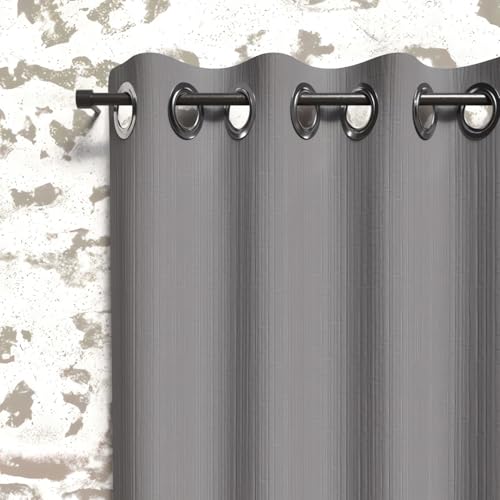 Soleil d'ocre, Boheme Blackout Curtain with Eyelets 135 x 180 cm Grey