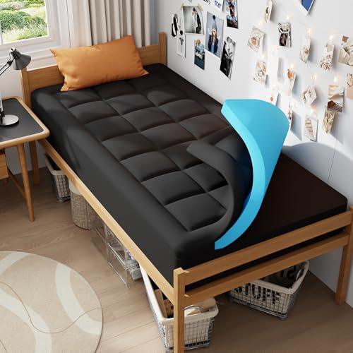 ELEMUSE Black Memory Foam Mattress Topper with Fluffy Pillow Top Cover, Mattress Topper Small Double Bed for Back Pain Relief, with OEKO-TEX & CertiPUR-US (Small Double Size-120x190cm)