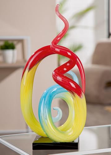 GILDE Pandora Glass Sculpture - Multicoloured Glossy Finish - 37cm High - 21cm Wide - 10cm Deep
