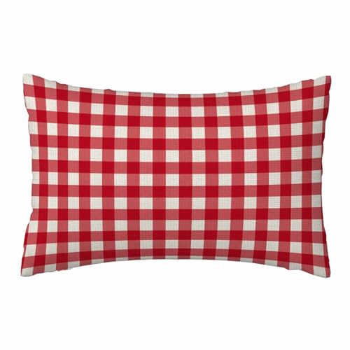 WILNURO Red Plaid Pillowcase Checkered Gingham Super Soft Cozy Pillow Case Fade, Stain Resistant with Envelope Closure Pillow Cover King Size 20X36 Inches