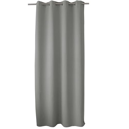 ED ENJOY HOME Fire Blackout Curtain with Eyelets, Light Grey, 140 x 260 cm, Fireproof Category M1, 100% Polyester, Flame Collection