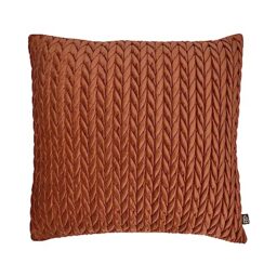 Laurence Llewelyn-Bowen Velvet Cushion – Bronze Plaited Design – 43x43cm Decorative Throw Pillow with Filling – Amory Collection – Soft Textured Crochet for Bed, Chair, or Lounge