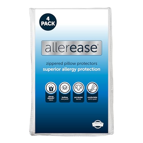 Aller-Ease Allergy Pillow Protector, Polyester, White, Standard