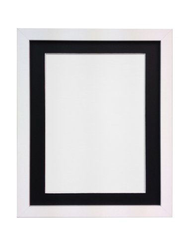"H7 White Picture Photo Frame With Black Double Mount 10""x8"" for Pic Size 7""x5"""