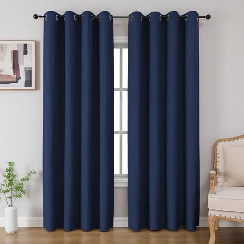 CUCRAF Total True Blackout Window Curtains,Thermal Insulated Room Darkening Drapery for Bedroom Living Room,2 Panels Set(52 x 84 inches, Navy Blue)