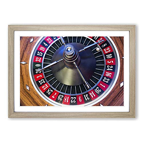 Roulette Table Black and Red Framed Print - A2 Oak Framed Wall Art - Ready to Hang - Modern Nature Picture - Living Room Bedroom Lounge Office