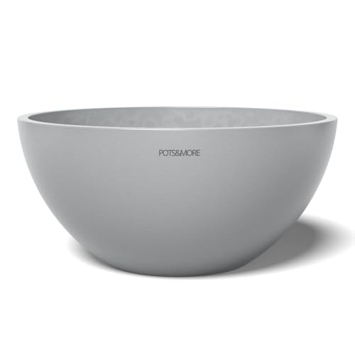 POTS&MORE UMO Bowl 30 Pot (Diameter 30 cm, Round Design, Colour Light Grey, Height 13.9 cm, Plastic Planter for Indoor Plants) VP313102, lightgrey
