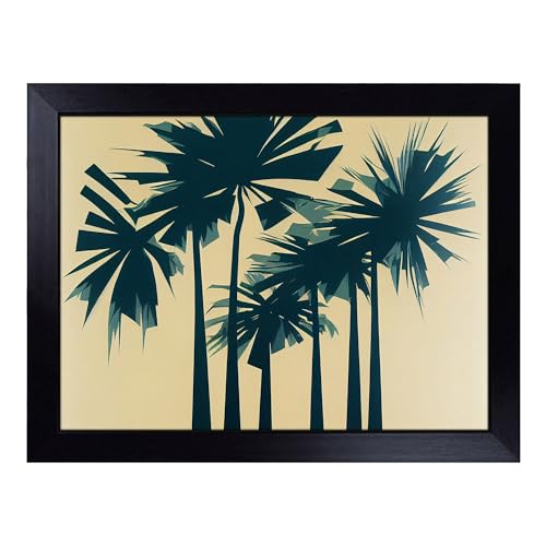 Lap Tray with Bean Bag Cushion, Powerful Palm Trees Abstract - Handmade in the UK, Raised Wooden Edge, Padded Cushion, Heat-Resistant Wipe-Clean Surface, for Meals, Laptops and Crafts