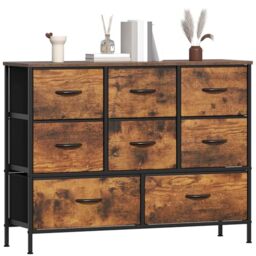 GoaHi Chest of Drawers, Fabric Dressers with Metal Frame and MDF Wooden Top Board, Adjustable Feet, Anti-Tip Safety, Storage Unit with 8 Drawers for Bedroom, Living Room, Closet, Office