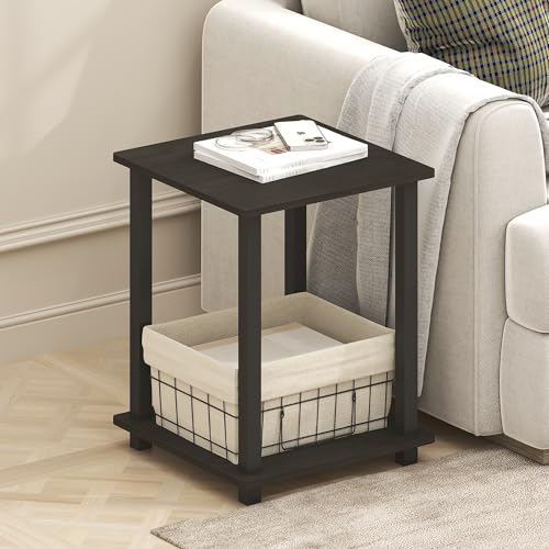 Furinno SIMPLISTIC Side Table Set of 2, End Table, Night Stand, Nightstand, Bedside Table, for Living Room, Bedroom, Black Espresso