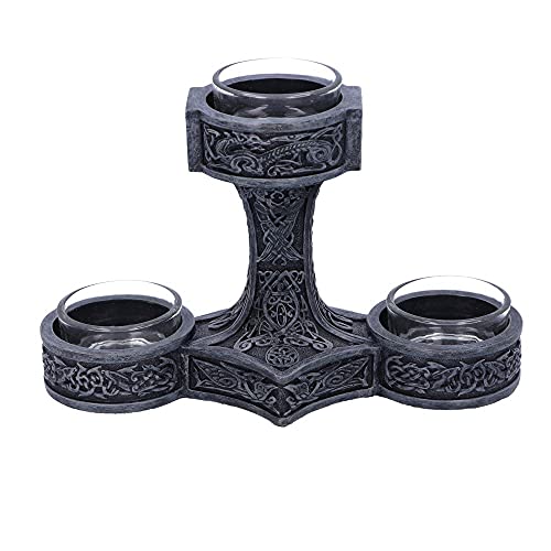 Nemesis Now Thor's Hammer Tea Light Holder 18.5cm, Silver D5753U1