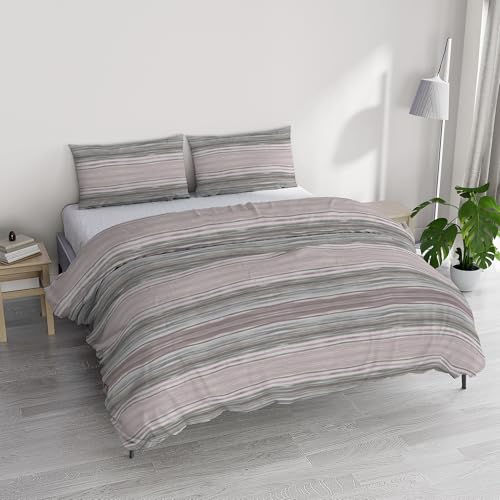 River Cotton Double Duvet Cover Set, Made in Italy – Duvet Cover Set – Duvet Cover 250 x 200 cm with Double Flap and 2 Pillow Cases (Double, Rio Gold)