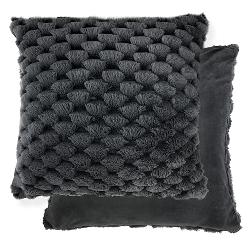 Emma Barclay Lush Luxury Faux Rabbit Fur Cushion Cover (Black)