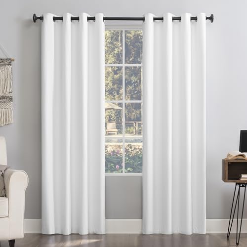 "Sun Zero Columbia 2-Pack Thermal Energy Saving 100% Blackout Grommet Curtain Panel Pair, 50"" x 63"", White"