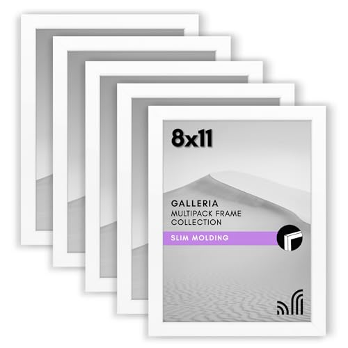 Americanflat 8x11 Picture Frame Set of 5 in White - Picture Frames Collage Wall Decor with Plexiglass Cover, Hanging Hardware, and Easel - Gallery Wall Frame Set for Wall or Tabletop Display