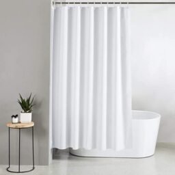 Blue Canyon Extra Long/Wide Shower Curtains - 100% Polyester Shower Curtain - Anti-Bacterial Surface Treatment - Water Repellent- Weighted Hem - 250 X 200cm - 12 Reinforced Eyelets with Hooks (White)