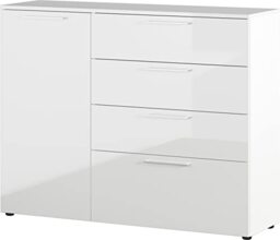 Germania Chest of drawers 3554-84 GW-Sunnyvale, in white, front and top panel high gloss, 135 x 107 x 40 cm (WxHxD)