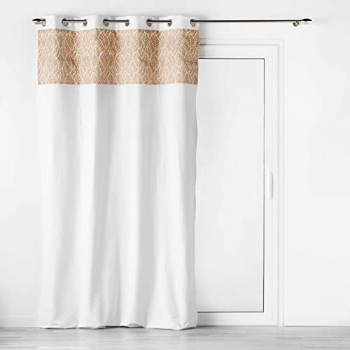 Douceur d'Intérieur, Kalinda 140 x 240 cm White Polycotton Printed Eyelet Curtains